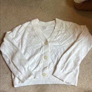 Abercrombie Kids White Cropped Cardigan Sweater